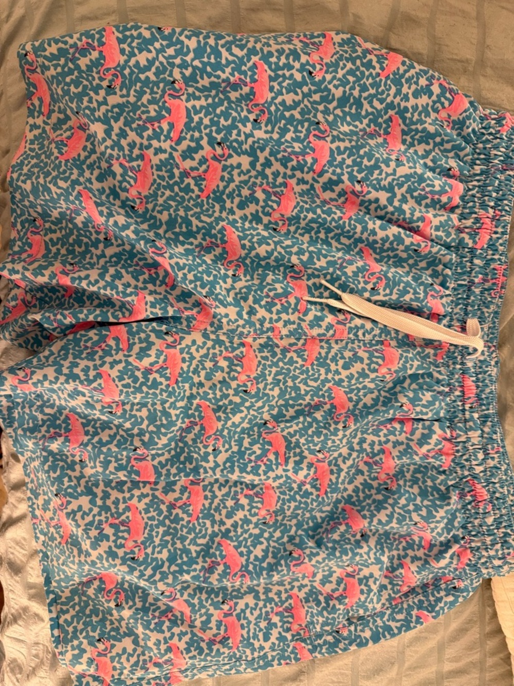 chubbies Blue Swim Shorts with Pink Flamingo Motif